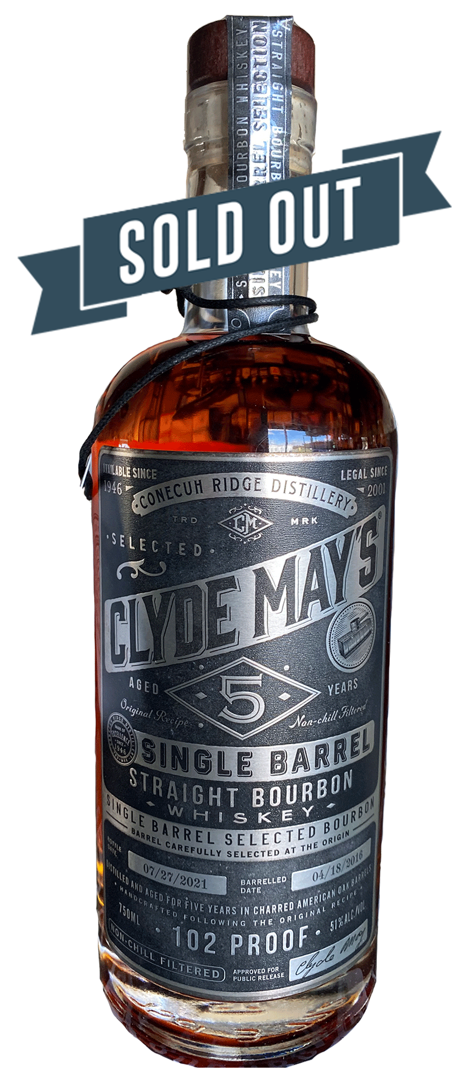 Clyde May’s Single Barrel Straight Bourbon Whiskey